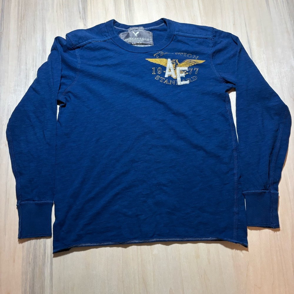 American Eagle Outfitters Y2K Men's Blue Long Sleeve Shirt